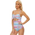 Flowers-023 Knot Front One-Piece Swimsuit View2