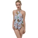 Camels-cactus-desert-pattern Go with the Flow One Piece Swimsuit View1