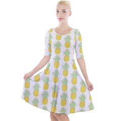 Pineapple Glitter Quarter Sleeve A-line Dress by ConteMonfrey