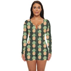 Pineapple Green Long Sleeve Boyleg Swimsuit by ConteMonfrey
