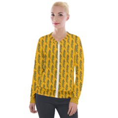 Yellow Lemon Branches Garda Velvet Zip Up Jacket by ConteMonfrey