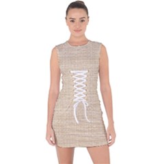 Linen Lace Up Front Bodycon Dress by ConteMonfrey