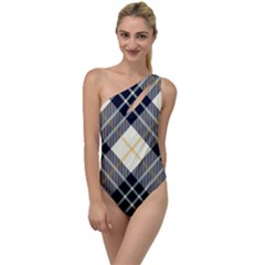 Black, Yellow And White Diagonal Plaids To One Side Swimsuit by ConteMonfrey