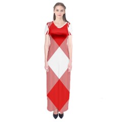 Red And White Diagonal Plaids Short Sleeve Maxi Dress by ConteMonfrey