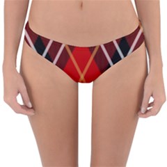 Black, Red, White Diagonal Plaids Reversible Hipster Bikini Bottoms by ConteMonfrey