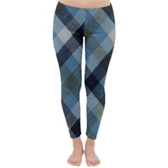 Black And Blue Iced Plaids  Classic Winter Leggings by ConteMonfrey