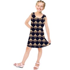 Golden Chess Board Background Kids  Tunic Dress