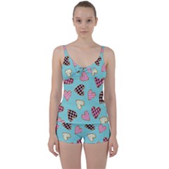 Seamless-pattern-with-heart-shaped-cookies-with-sugar-icing Tie Front Two Piece Tankini