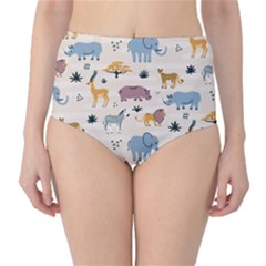 Wild-animals-seamless-pattern Classic High-waist Bikini Bottoms by Wegoenart