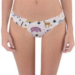 Wild-animals-seamless-pattern Reversible Hipster Bikini Bottoms by Wegoenart