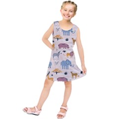 Wild-animals-seamless-pattern Kids  Tunic Dress by Wegoenart