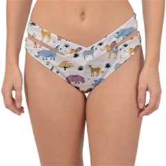 Wild-animals-seamless-pattern Double Strap Halter Bikini Bottom by Wegoenart