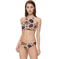 Seamless Pattern With Sweet Cakes Berries Banded Triangle Bikini Set by Wegoenart