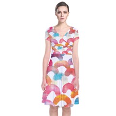 Rainbow Pattern Short Sleeve Front Wrap Dress by designsbymallika