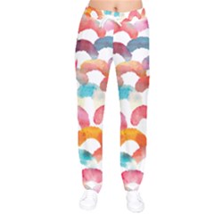 Rainbow Pattern Women Velvet Drawstring Pants by designsbymallika