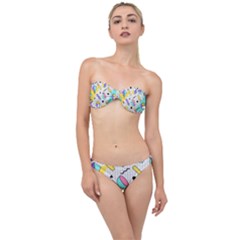 Tridimensional-pastel-shapes-background-memphis-style Classic Bandeau Bikini Set by Wegoenart