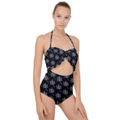Black Cute Leaves Scallop Top Cut Out Swimsuit by ConteMonfrey