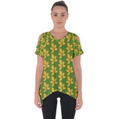 Orange Leaves Green Cut Out Side Drop Tee by ConteMonfrey