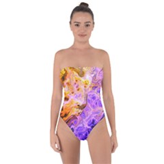 Conceptual Abstract Painting Acrylic Tie Back One Piece Swimsuit by Ravend