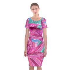Sheets Tropical Reason Print Pattern Design Classic Short Sleeve Midi Dress by Wegoenart