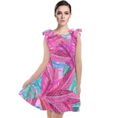 Sheets Tropical Reason Print Pattern Design Tie Up Tunic Dress by Wegoenart