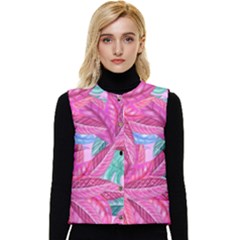 Sheets Tropical Reason Print Pattern Design Women s Short Button Up Puffer Vest by Wegoenart