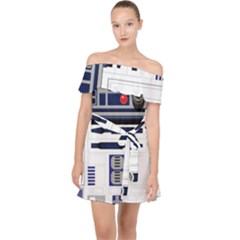 Robot R2d2 R2 D2 Pattern Off Shoulder Chiffon Dress by Jancukart