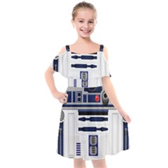 Robot R2d2 R2 D2 Pattern Kids  Cut Out Shoulders Chiffon Dress by Jancukart