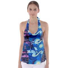 Starry Night In New York Van Gogh Manhattan Chrysler Building And Empire State Building Babydoll Tankini Top by danenraven