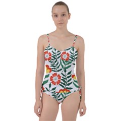 Painting Flower Leaves Forest Sweetheart Tankini Set