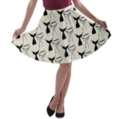 Black And White Mermaid Tail A-line Skater Skirt by ConteMonfrey