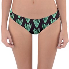 Watercolor Seaweed Black Reversible Hipster Bikini Bottoms by ConteMonfrey