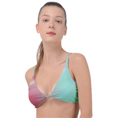 Gradient Pink, Blue, Red Knot Up Bikini Top by ConteMonfrey