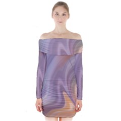 Gradient Purple Orange Long Sleeve Off Shoulder Dress by ConteMonfrey