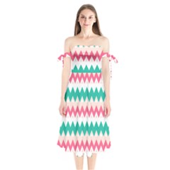 Zigzag Pattern Shoulder Tie Bardot Midi Dress by Jancukart