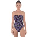 Abstract Collage Random Pattern Tie Back One Piece Swimsuit View1
