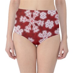 Snowflakes And Star Patterns Red Frost Classic High-waist Bikini Bottoms by artworkshop
