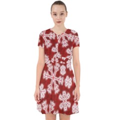 Snowflakes And Star Patterns Red Frost Adorable In Chiffon Dress