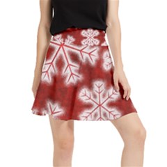 Snowflakes And Star Patterns Red Frost Waistband Skirt
