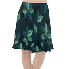 Leaves Pattern Fishtail Chiffon Skirt