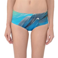 Beautiful Dolphins Mid-waist Bikini Bottoms by Sparkle