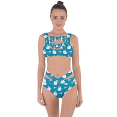 Elegant Swan Pattern With Water Lily Flowers Bandaged Up Bikini Set  by Pakemis