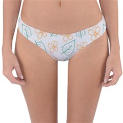 Hand-drawn-cute-flowers-with-leaves-pattern Reversible Hipster Bikini Bottoms by Pakemis