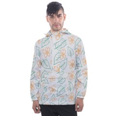 Hand-drawn-cute-flowers-with-leaves-pattern Men s Front Pocket Pullover Windbreaker by Pakemis