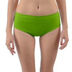 Color Yellow Green Reversible Mid-waist Bikini Bottoms