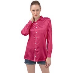 Color Cherry Long Sleeve Satin Shirt