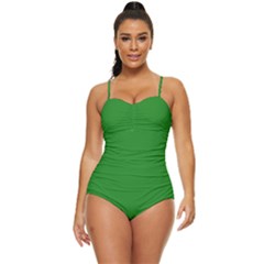Color Forest Green Retro Full Coverage Swimsuit by Kultjers