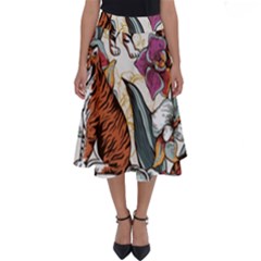 Natural-seamless-pattern-with-tiger-blooming-orchid Perfect Length Midi Skirt