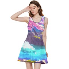 Fantasy Japan Mountains Cherry Blossoms Nature Inside Out Racerback Dress by Uceng