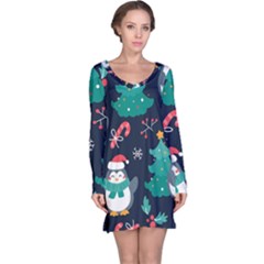 Colorful Funny Christmas Pattern Long Sleeve Nightdress by Uceng